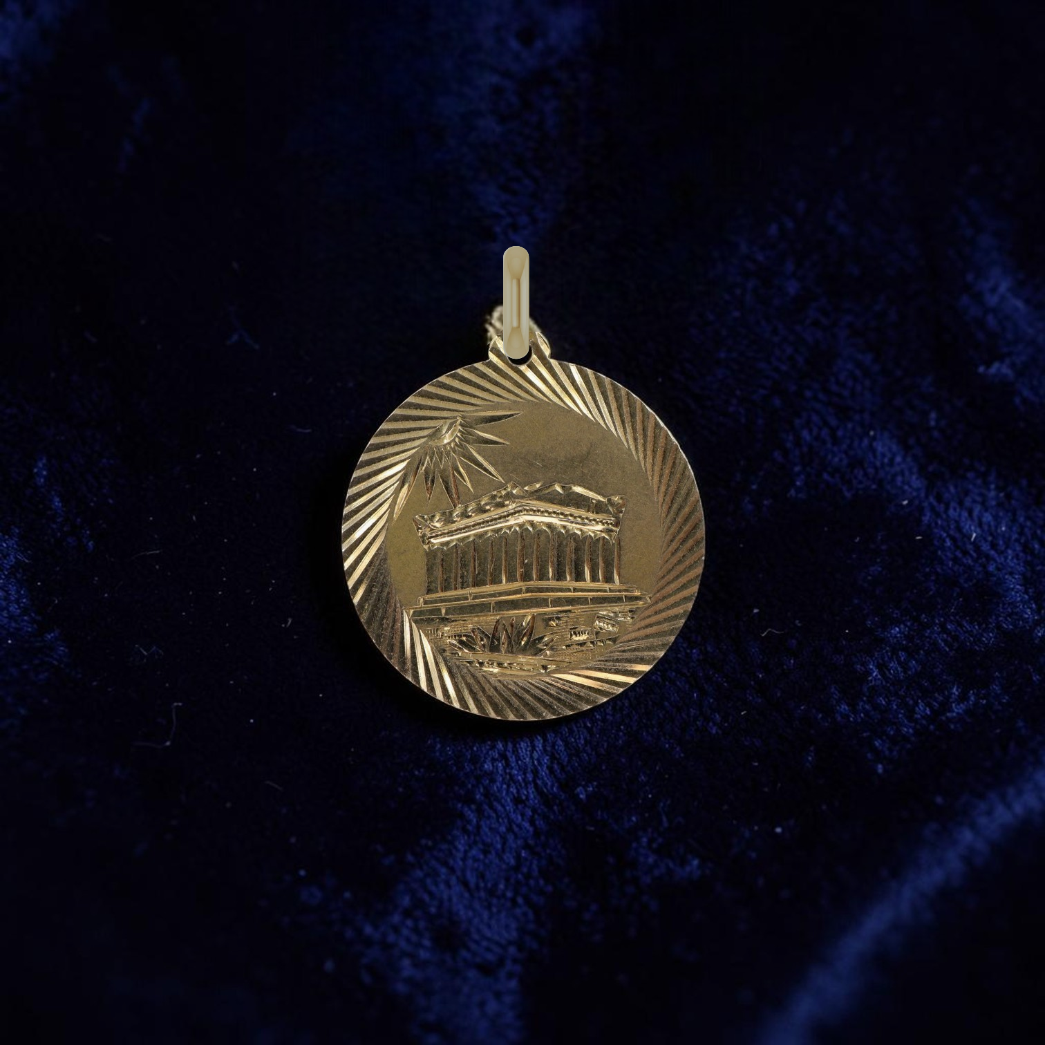 Vintage 1970s Acropolis Medallion Pendant | 14K Yellow Gold 585 Marked | Greek Disc Pendant | Petra Star - Petra Star