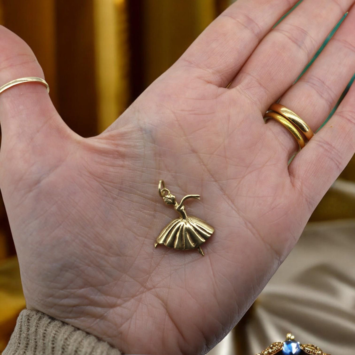 Vintage Ballerina Charm in 14k Gold 2.6 Grams - Petra StarPendant