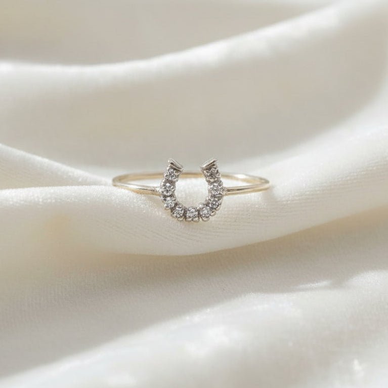 Vintage Diamond Horseshoe Ring in 14k White Gold - Petra Star