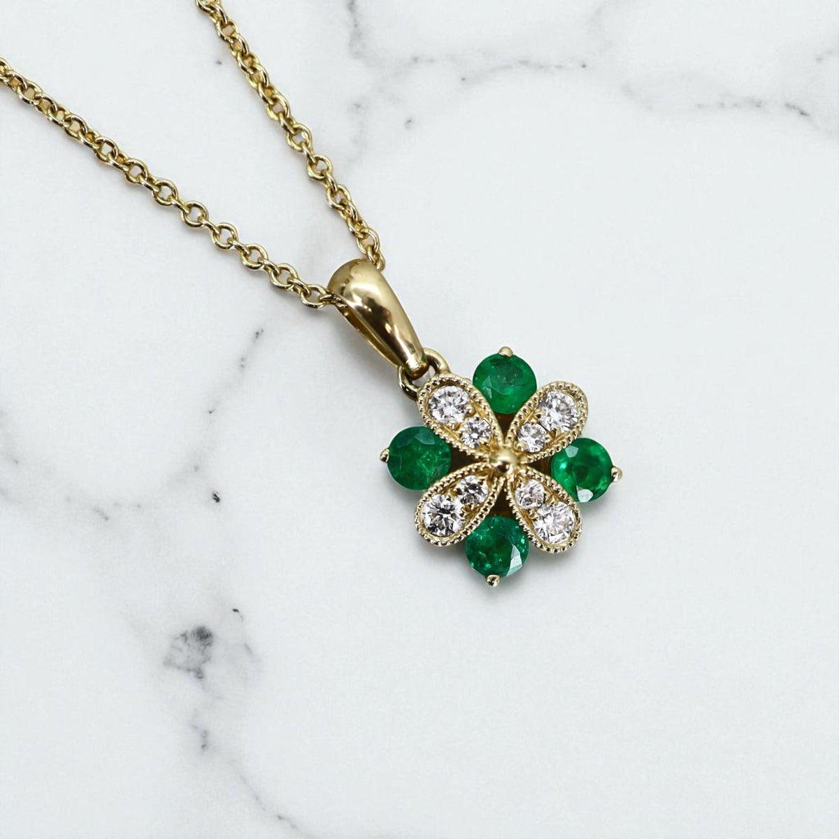 Vintage Emerald and Diamond Necklace - Petra Star