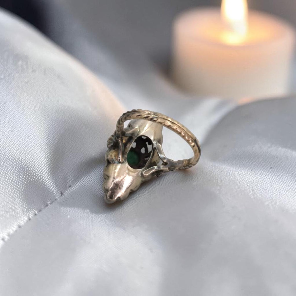Austro-Hungarian Silver & 14K Gold Ring — Emerald, Rubies & Rose-Cut Diamonds, Early-Mid 19th Century