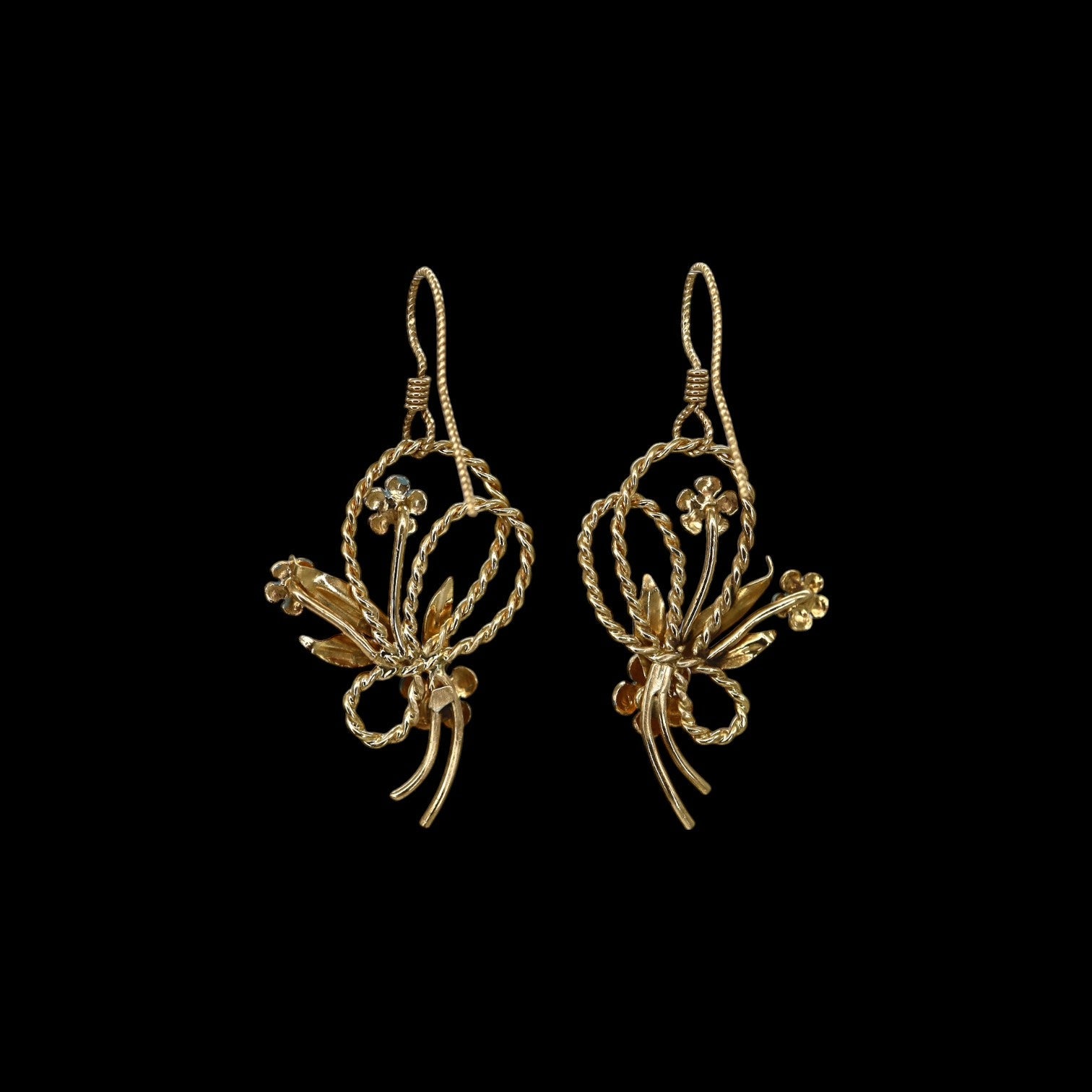 Vintage Forget Me Not Earrings in 14k Gold - Petra Star