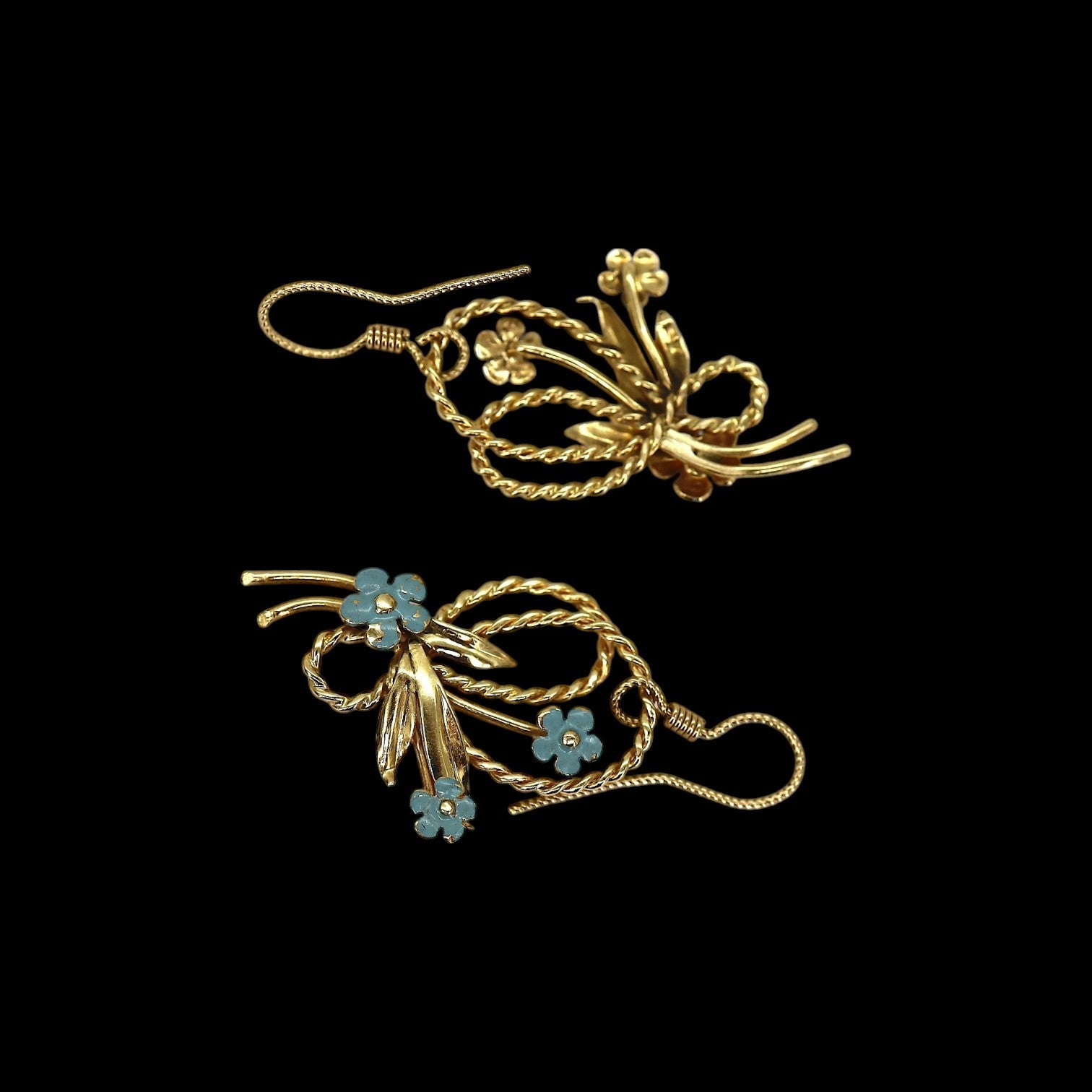 Vintage Forget Me Not Earrings in 14k Gold - Petra Star