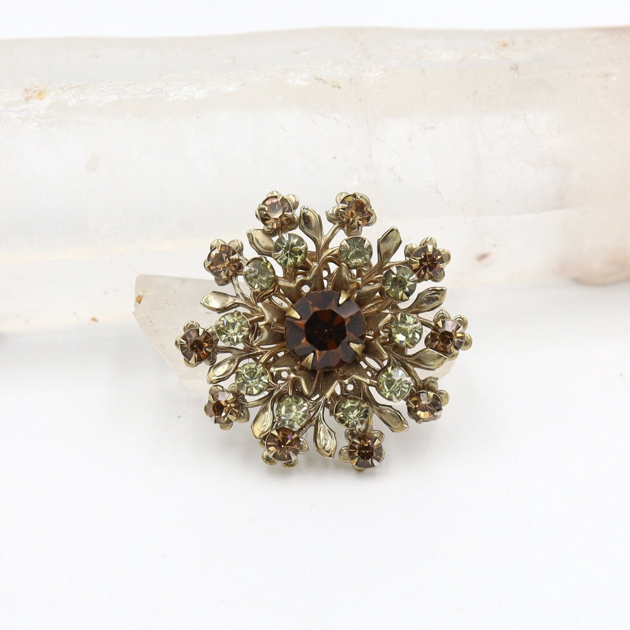 Vintage Gold-Tone Miriam Haskell-Style Costume Jewelry Brooch Pin - Petra Star