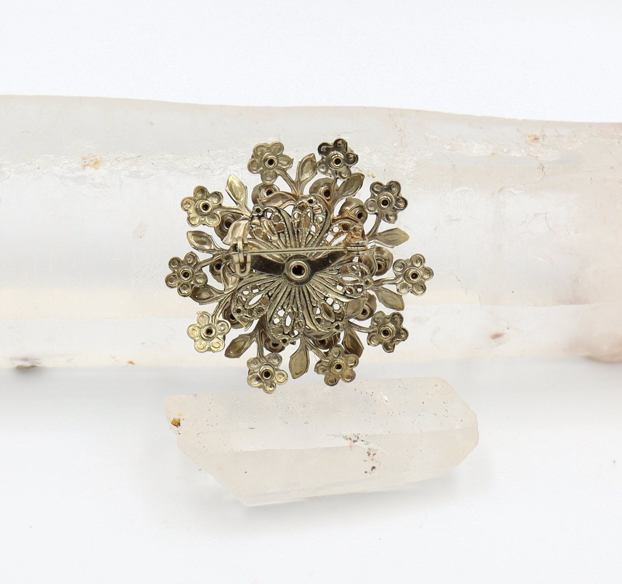 Vintage Gold-Tone Miriam Haskell-Style Costume Jewelry Brooch Pin - Petra Star