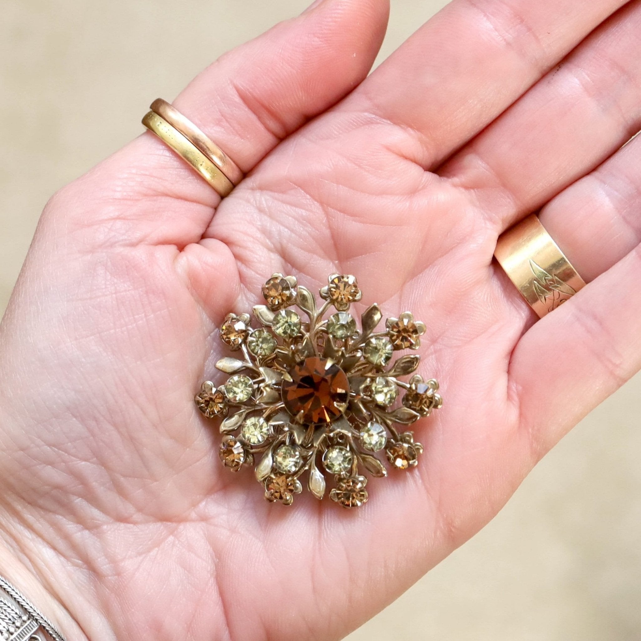 Vintage Gold-Tone Miriam Haskell-Style Costume Jewelry Brooch Pin - Petra Star
