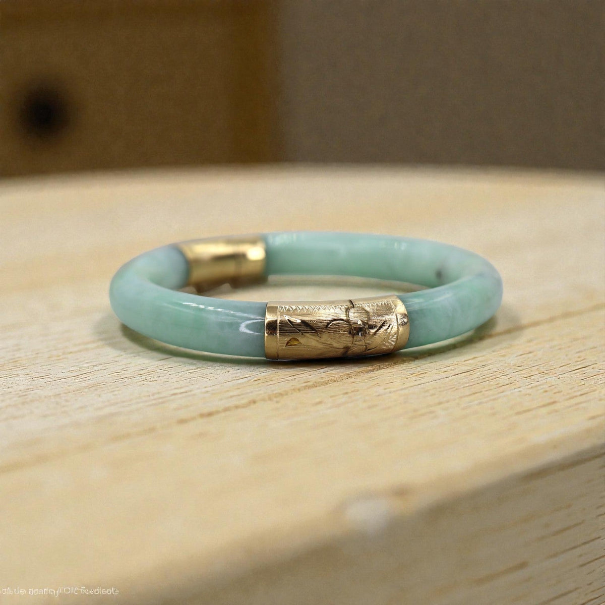 Vintage Jade & 14k Gold Hinged Bangle Bracelet - Petra Star