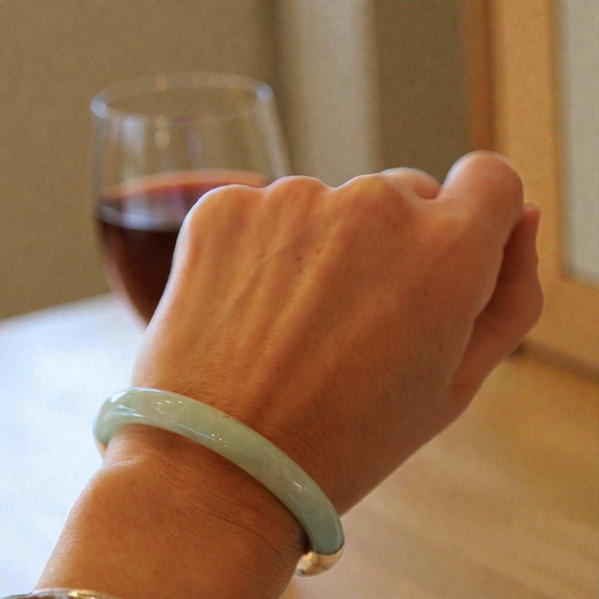 Vintage Jade & 14k Gold Hinged Bangle Bracelet - Petra Star