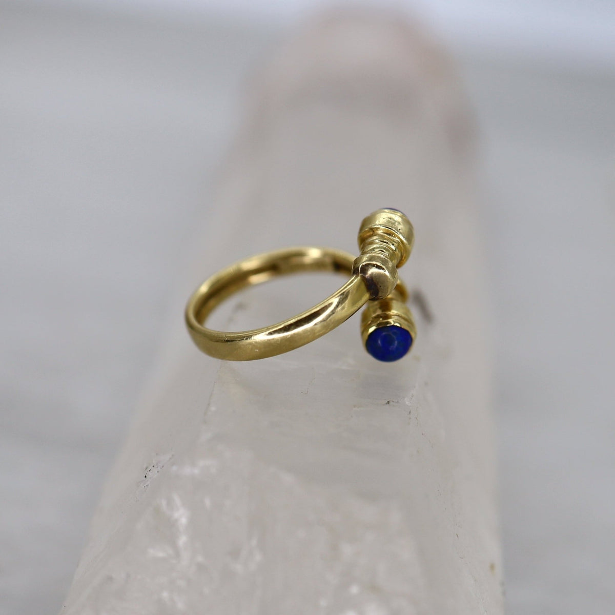 Vintage Lapis Bypass Ring 14k Yellow Gold - Petra Star