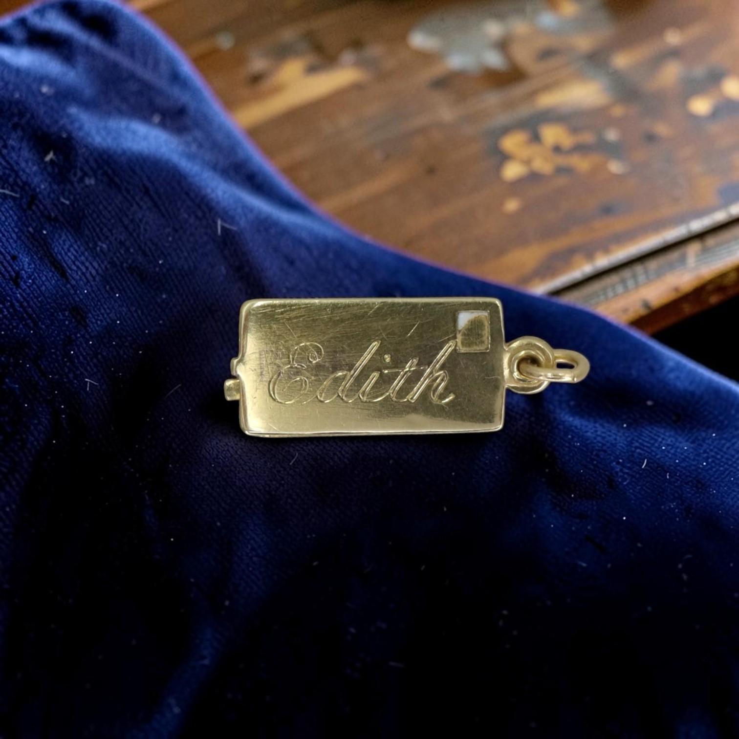 Vintage Letter Charm Written to Edith 14k Yellow Gold - Petra Star