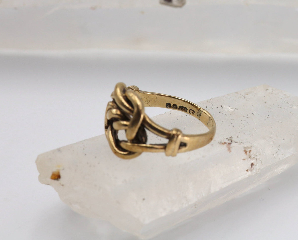 Vintage Lovers Knot Ring 9K Love Knot Hallmarked 1976 English Lovers Knot Band - DK661 - Petra Star