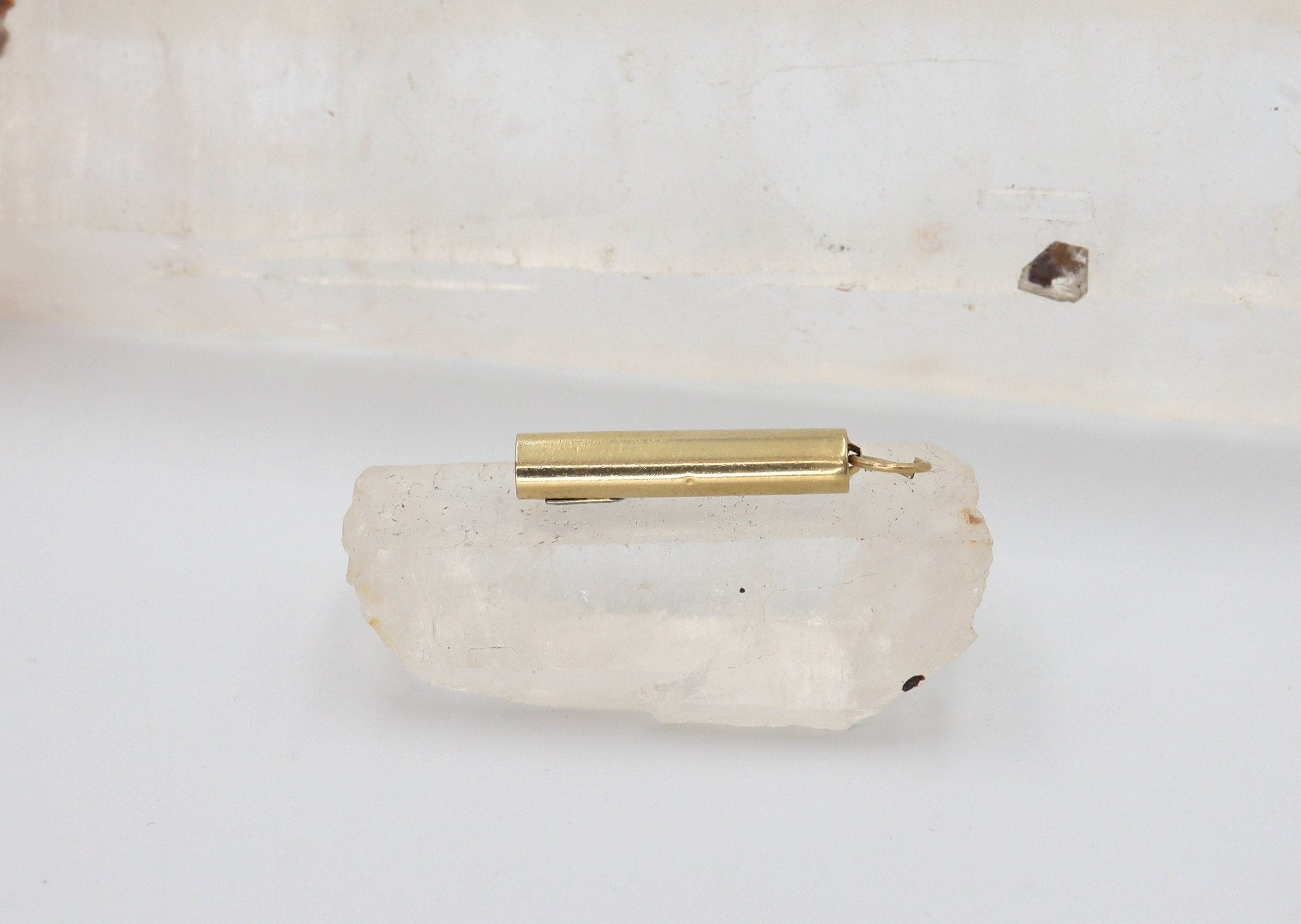 Vintage Mezuzah Charm with 14k White Gold Torah Scroll - Petra Star