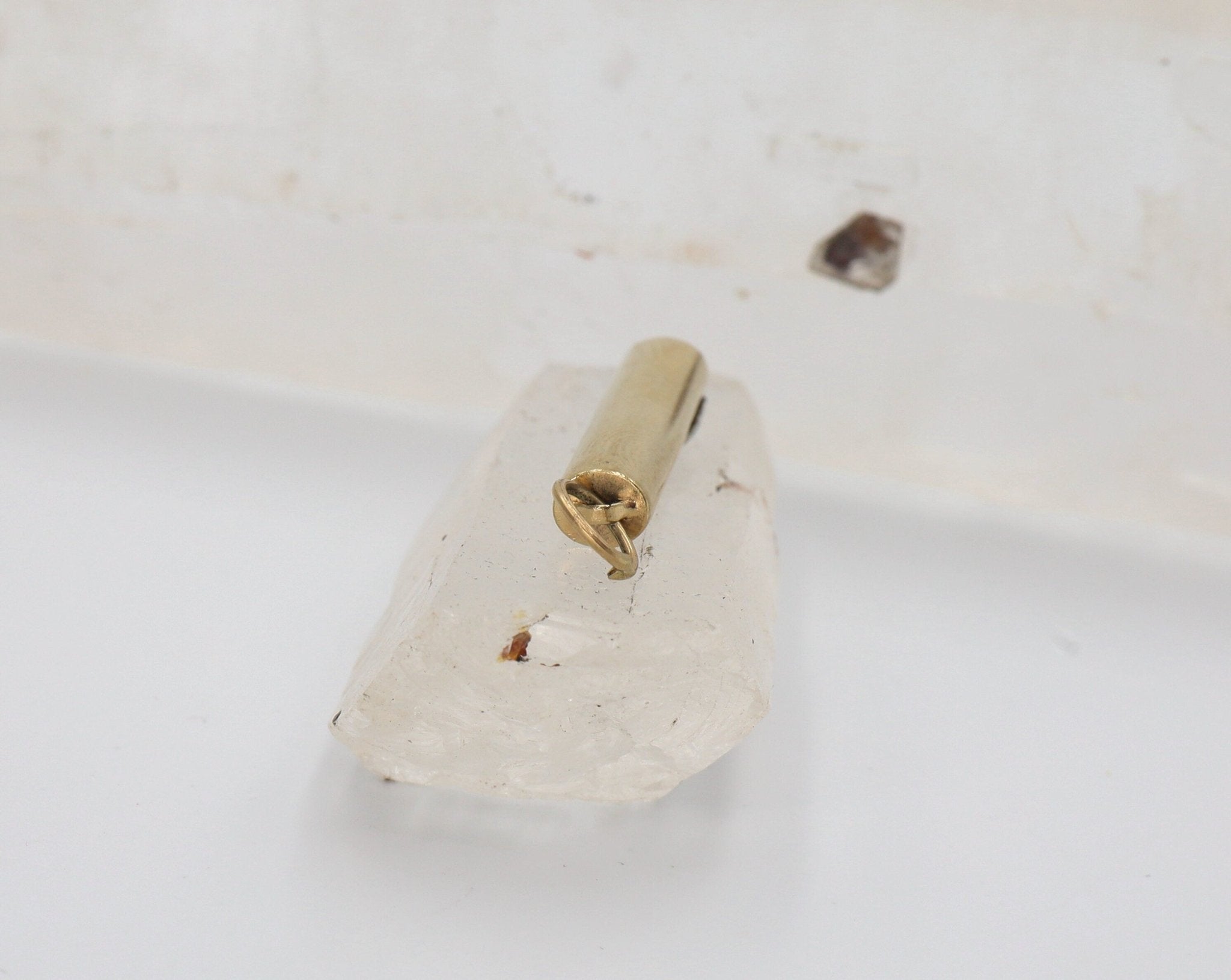Vintage Mezuzah Charm with 14k White Gold Torah Scroll - Petra Star