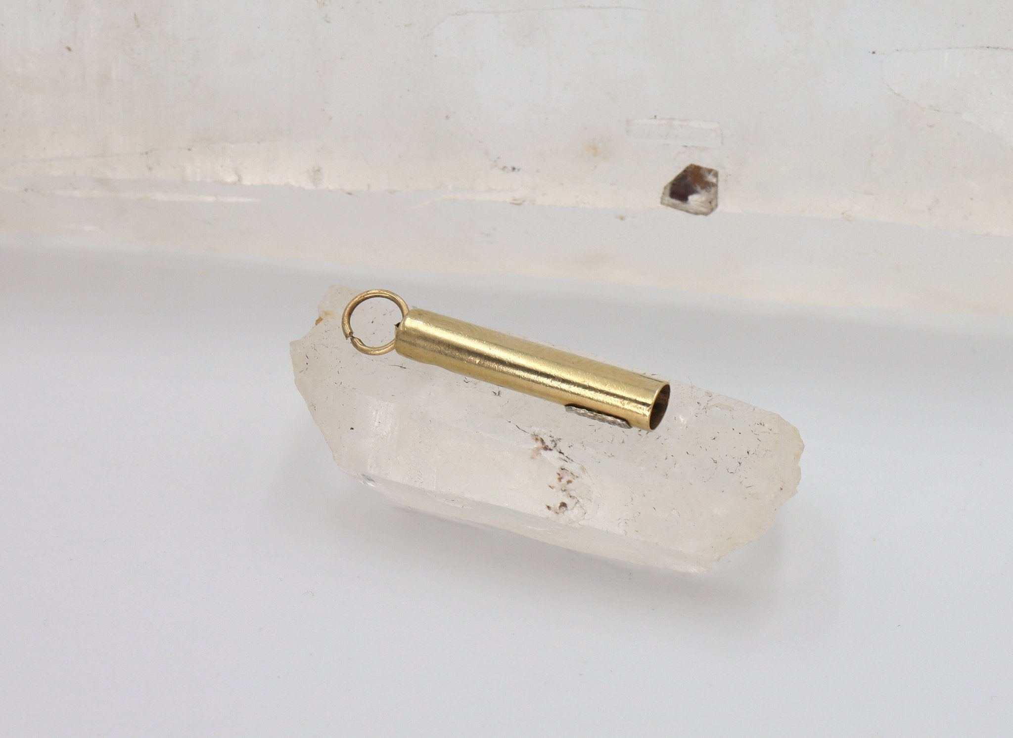 Vintage Mezuzah Charm with 14k White Gold Torah Scroll - Petra Star