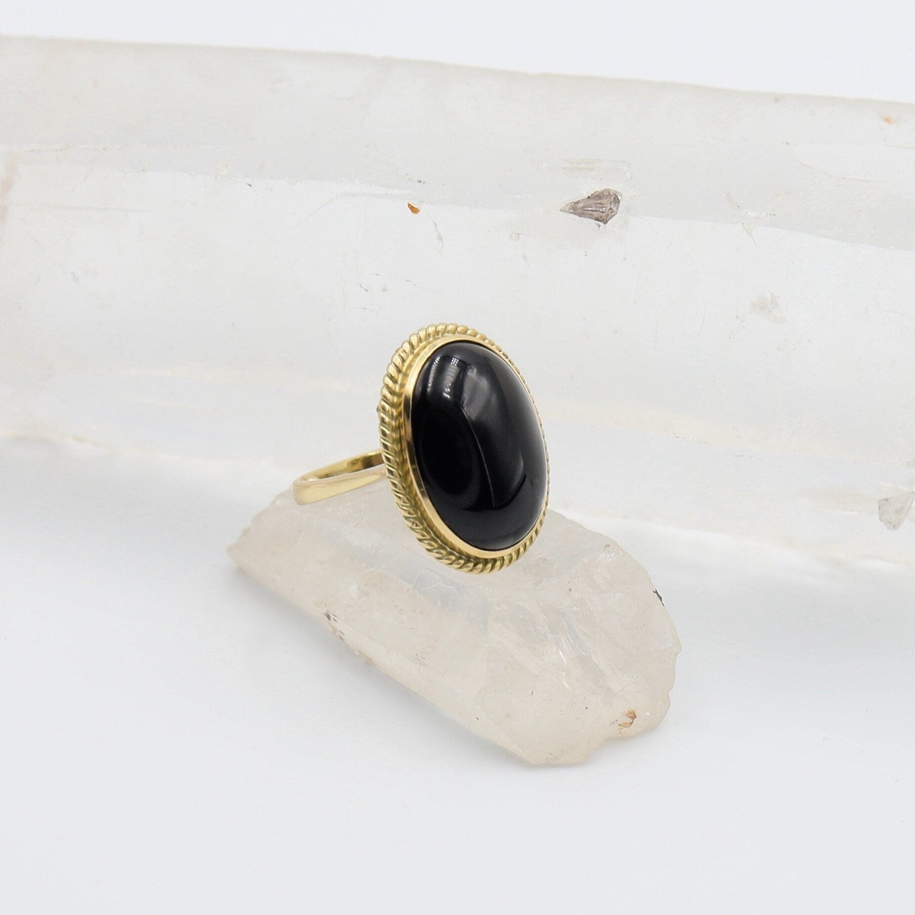 Vintage Onyx Cocktail Ring - Petra Star