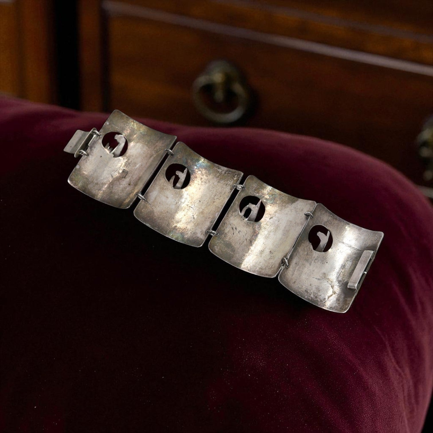 Vintage Peruvian 900 Silver Llama Story-Panel Bracelet — Andean Artisan Craftsmanship - Petra Star
