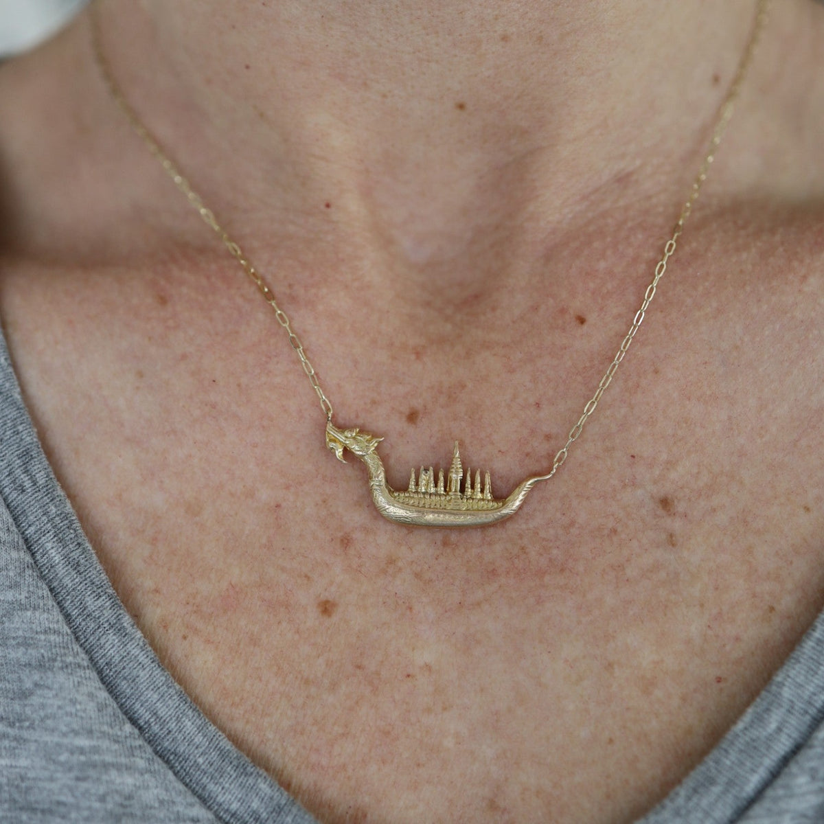 Vintage Ship Necklace—Solid 14k Gold - Petra Star