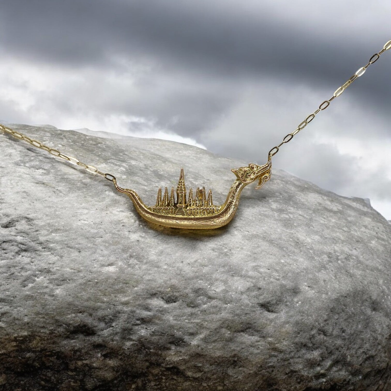 Vintage Ship Necklace—Solid 14k Gold - Petra Star