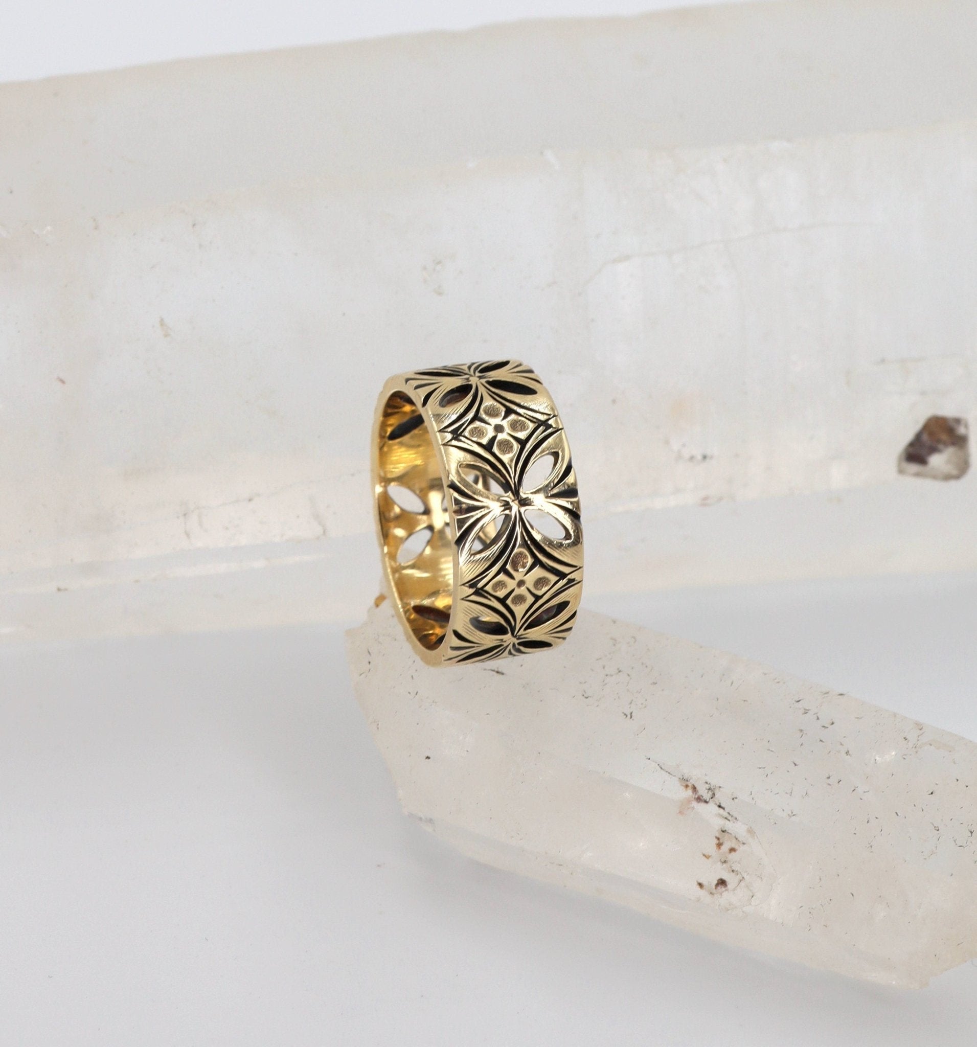 Wide 14k Gold Band by Keepsake - Petra Star