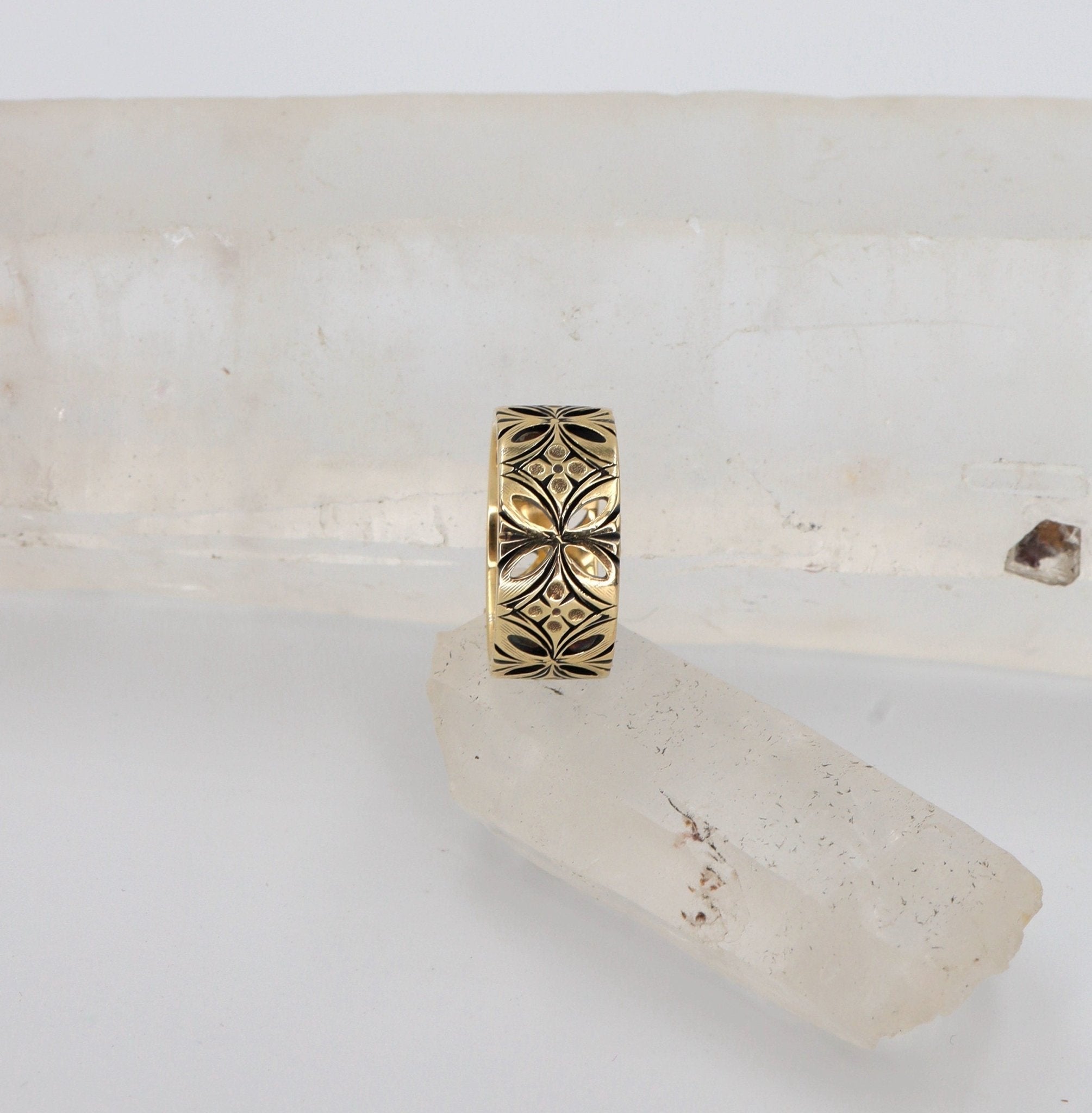 Wide 14k Gold Band by Keepsake - Petra Star